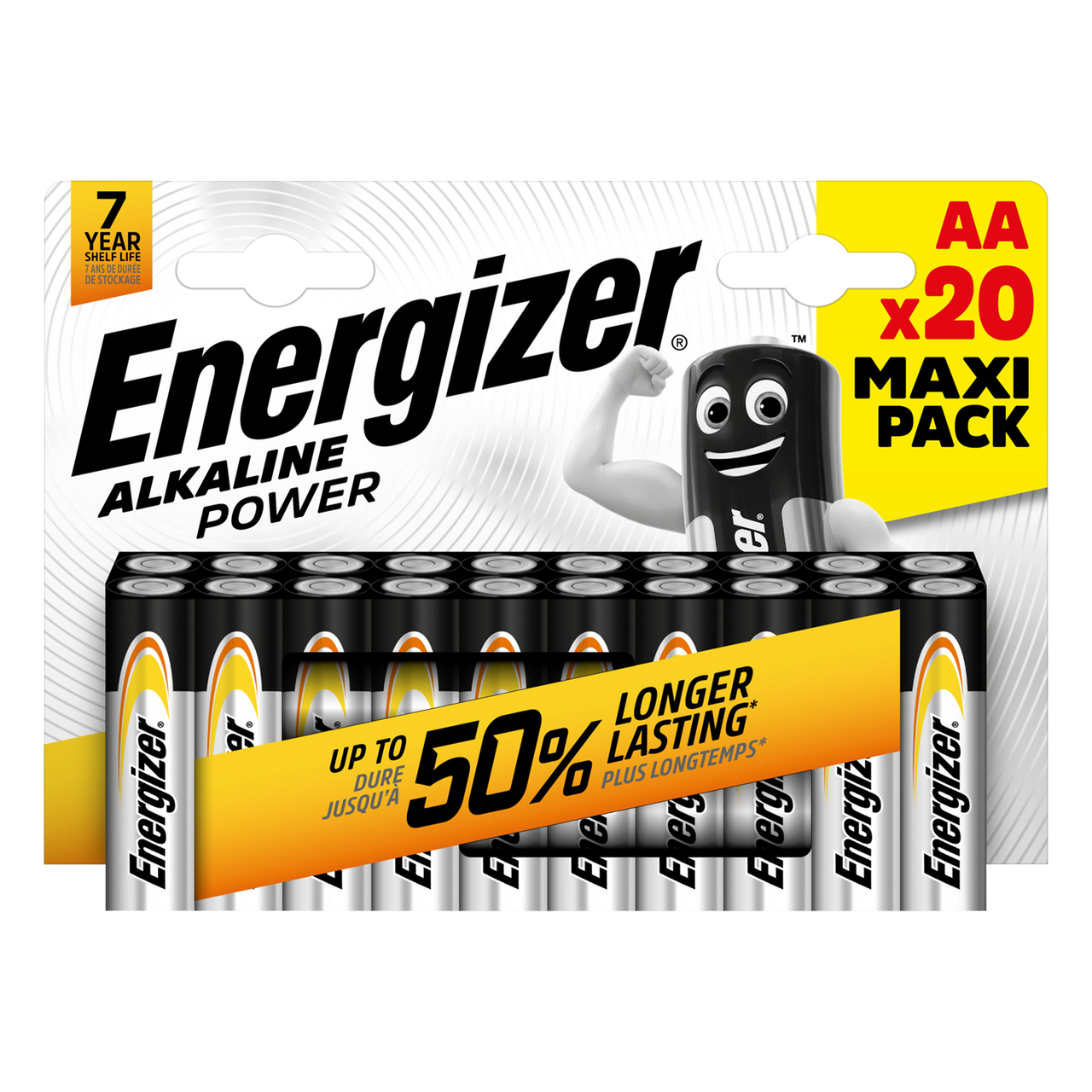 Energizer Power Alkaline AA Battery Pack of 20